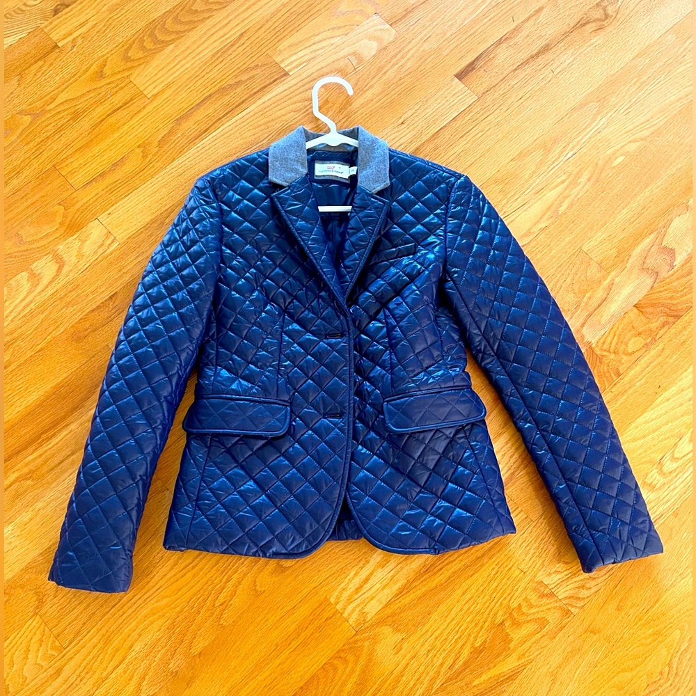 New Vineyard Vines Quilted Wool Trim Blazer Coat